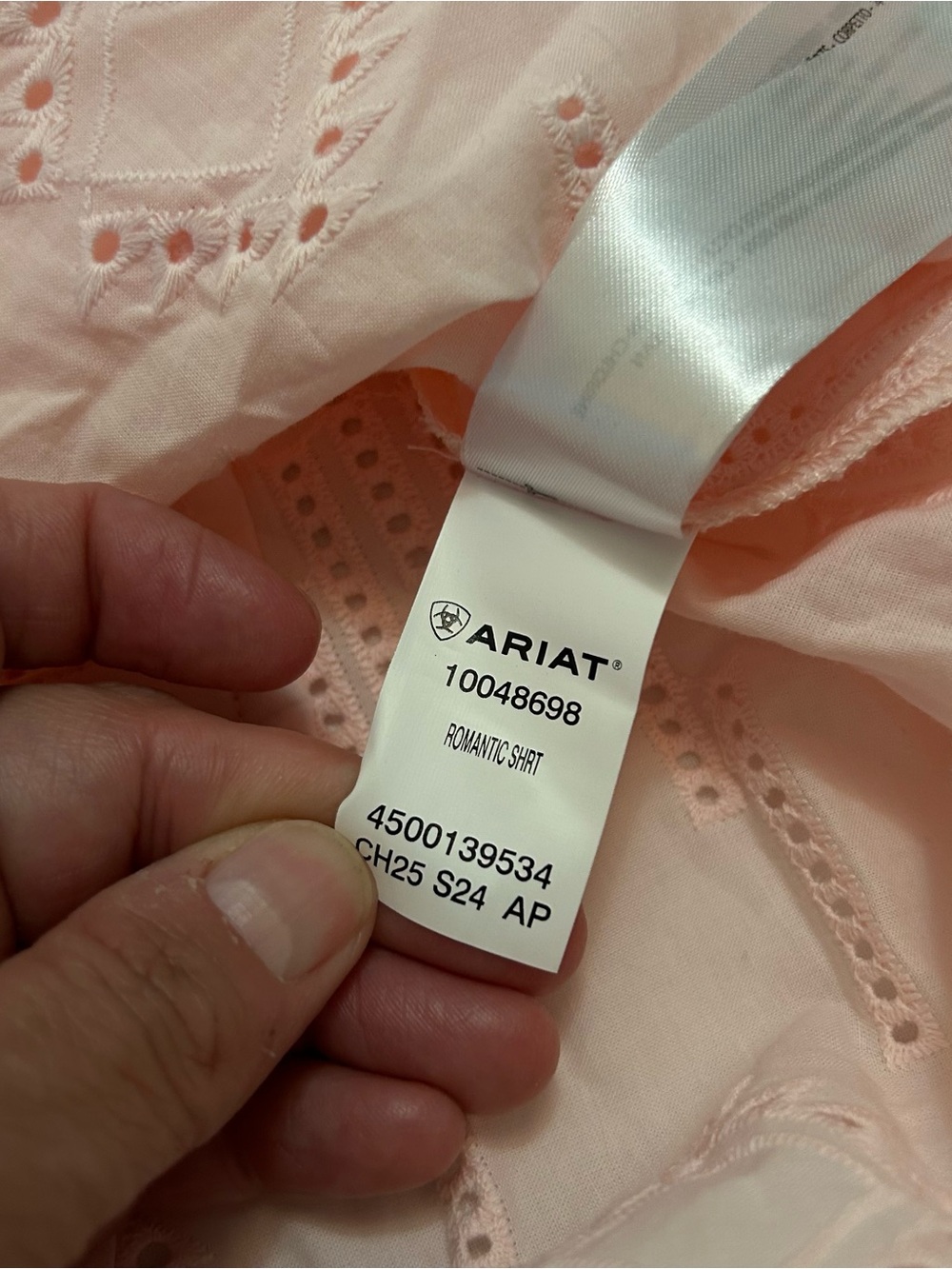 Ariat Eyelet Button Down Shirt Women’s XL Pink Coastal Cowgirl Long Sleeve NWT - Picture 6 of 10